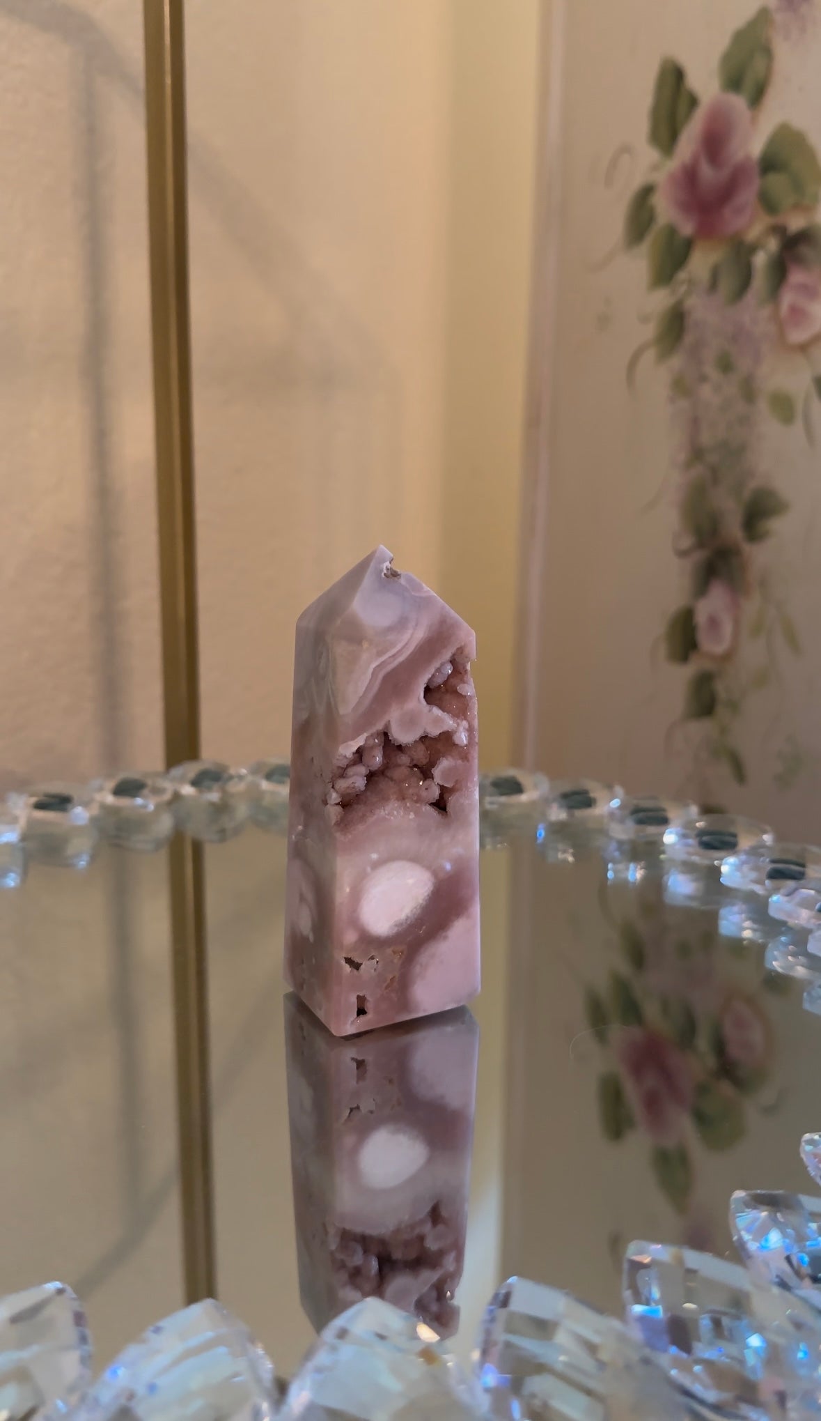 Pink Amethyst & Flower Agate Tower