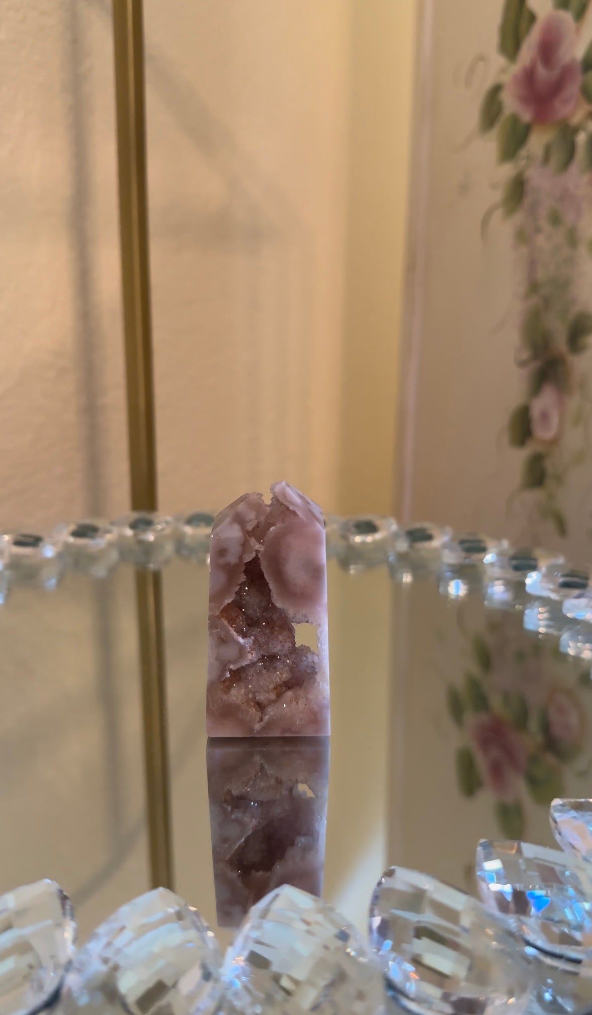 Small Pink Amethyst & Flower Agate Pointless Tower
