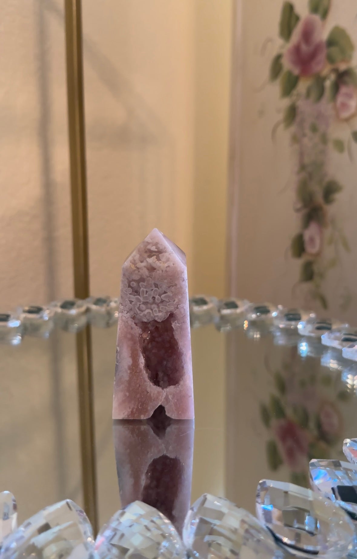 Druzy Pink Amethyst & Flower Agate Tower