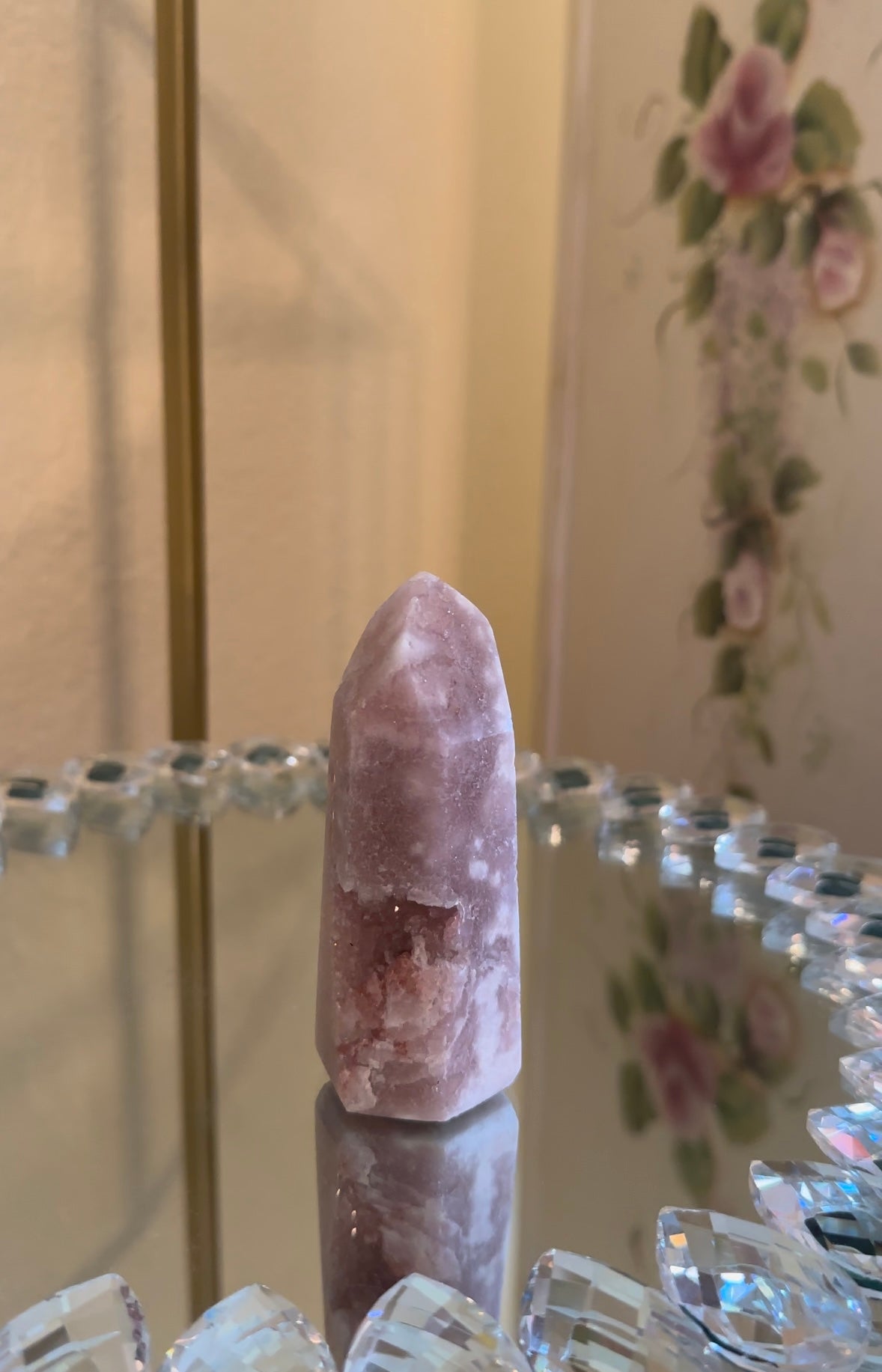 Pink Amethyst & Flower Agate Tower