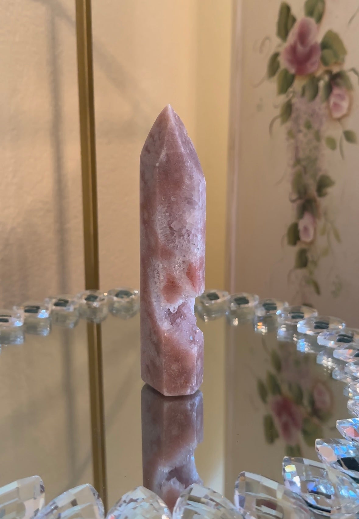 Pink Amethyst Tower with Ocean Jasper