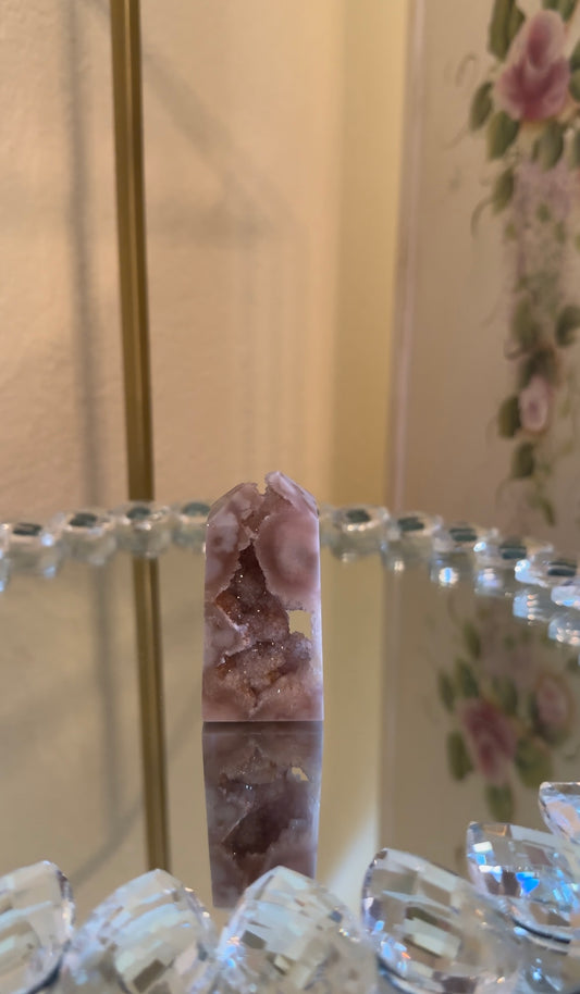 Small Pink Amethyst & Flower Agate Pointless Tower