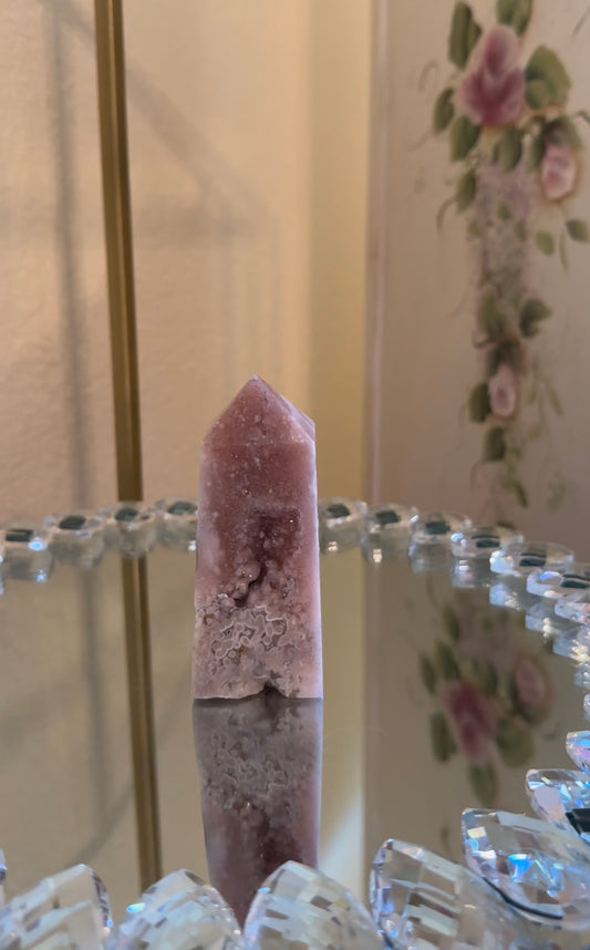 Druzy Pink Amethyst & Flower Agate Tower