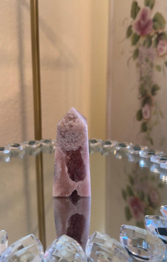 Druzy Pink Amethyst & Flower Agate Tower