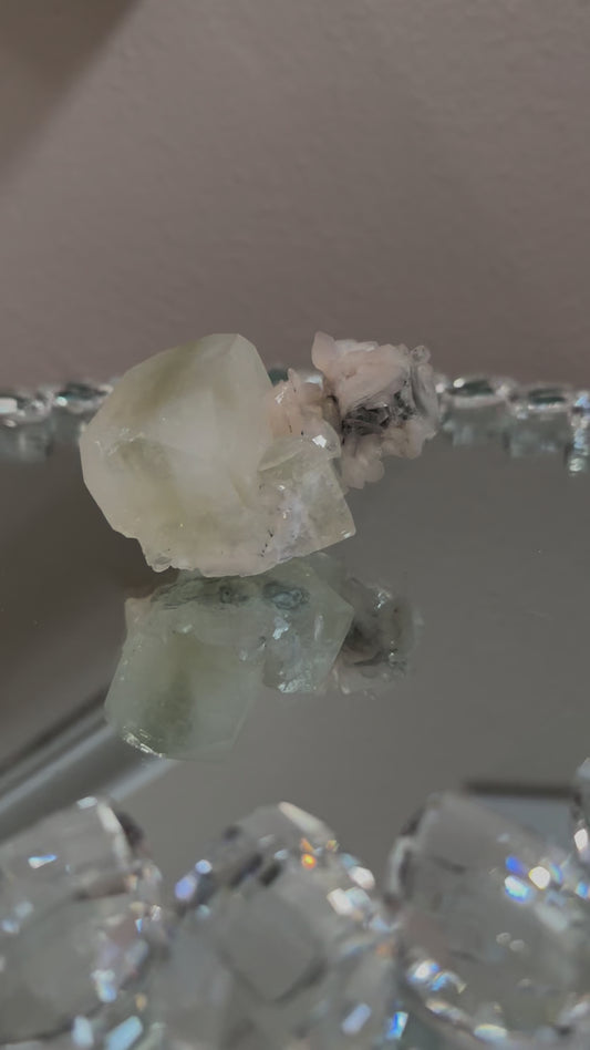 Light Green Diamond Apophyllite with Peach Stilbite