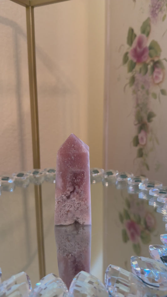 Druzy Pink Amethyst & Flower Agate Tower