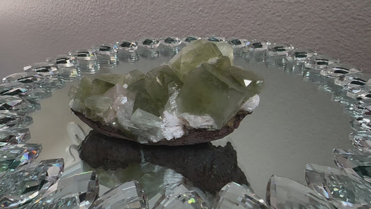 Beautiful Green Diamond Apophyllite with Peach Stilbite