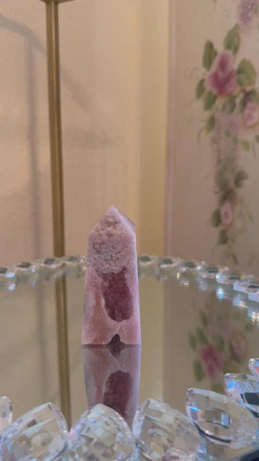 Druzy Pink Amethyst & Flower Agate Tower