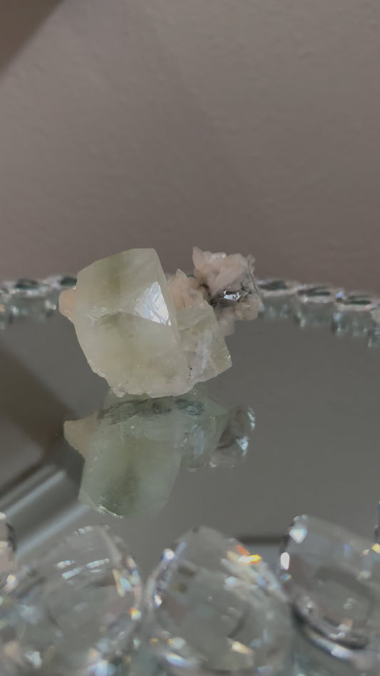 Light Green Diamond Apophyllite with Peach Stilbite