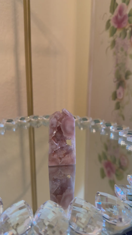 Small Pink Amethyst & Flower Agate Pointless Tower